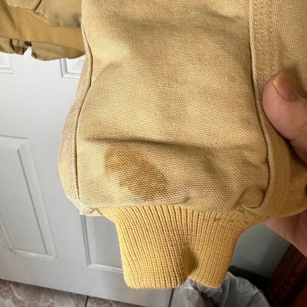 Vintage Carhartt J14WET Santa Fe Jacket XL Wheat Duck Canvas Quilt Lined Workwea